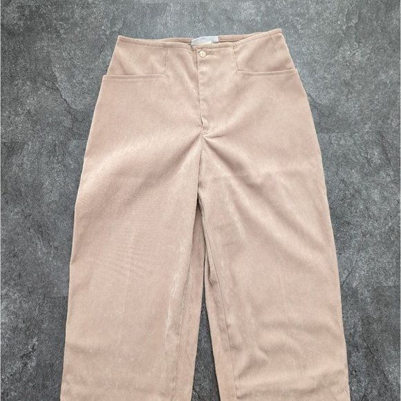 Vintage seasons tan faux suede high waisted wide strait leg trousers - Picture 3 of 7